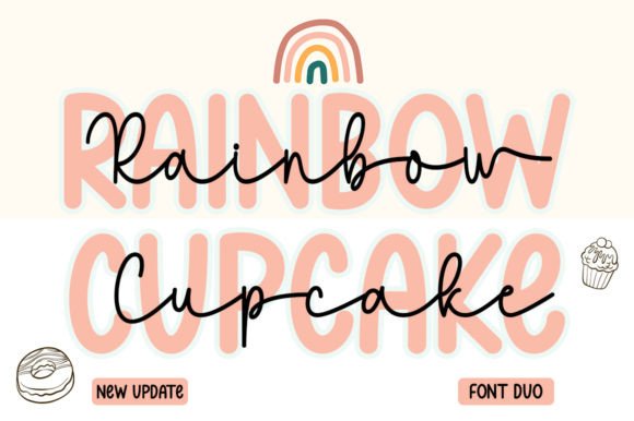 Rainbow Cupcake Duo: A Playful Script & Sans Serif Font for Makers